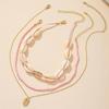 Bohemian Style Multi-Layer Clavicle Chain Necklace with Seed Beads and Shell Pendant for Women