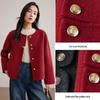 Women's 100% Wool Round Neck Short Woolen Coat