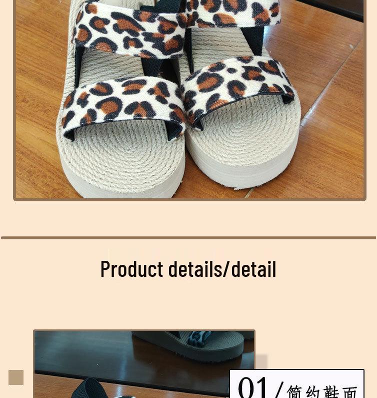 Damen Übergröße Leopardenmuster Keilsandalen - Sommer zum Hineinschlüpfen Outdoor Schuhe