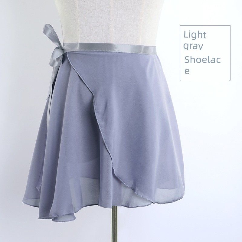 

Solid Color Lace up Dance Practice Outfit Pure Color Tied Dance Skirt Light gray XL (reference height 160cm)