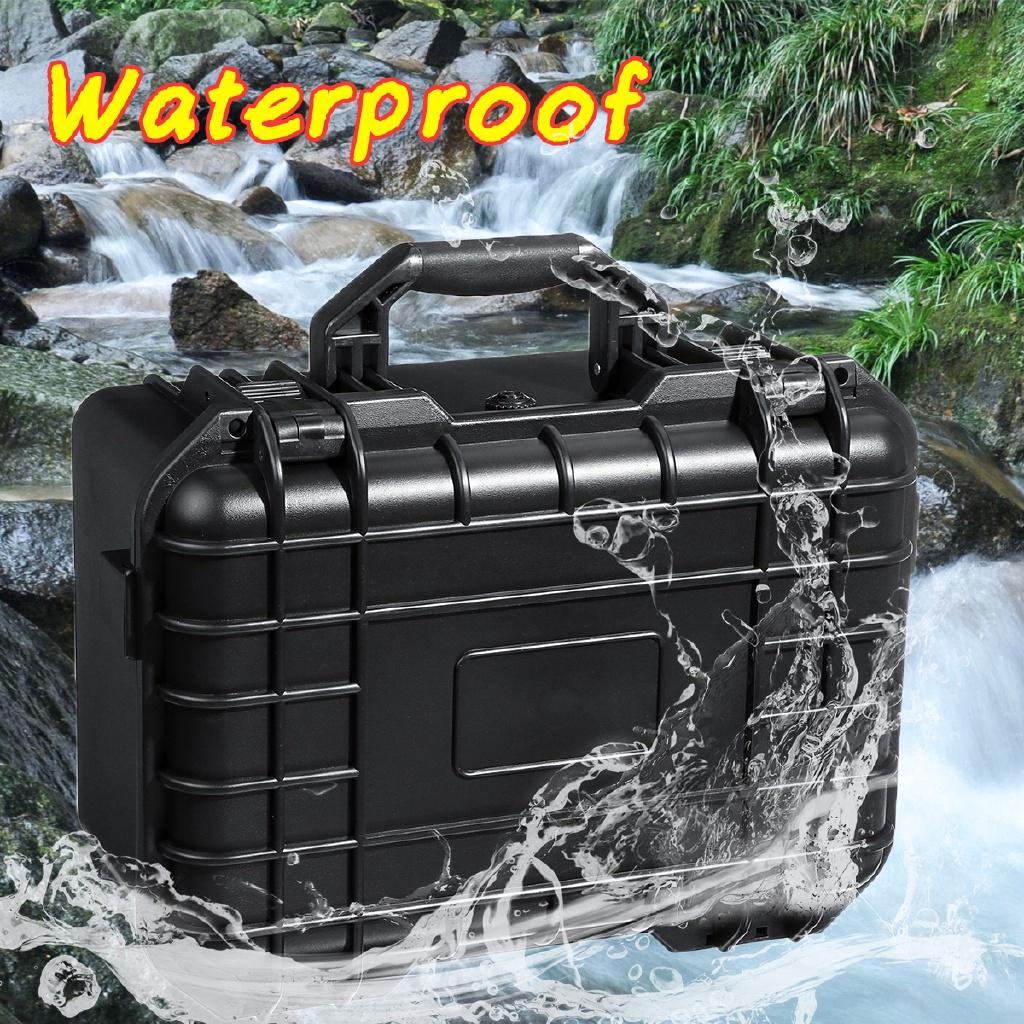 Waterproof Safety Tool Case Sealed Box Equipment Impact Resistant Tool Box Suitcase Tool Container Black 325x215x172mm