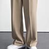 Men Suit Pants High Waist Button Zipper Fly Straight Wide Leg Long Pants with
