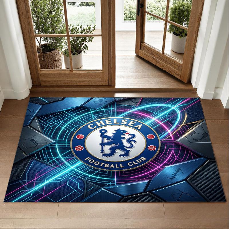Chelsea FC Design Crystal Velvet Rug Soft Decorative Mat for Bedroom Entrance