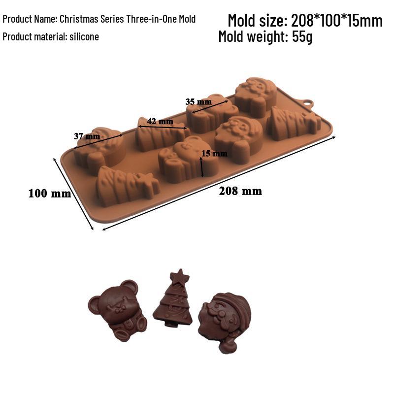 Shenhong Christmas Silicone Mold: 6-Cavity Tree & Santa Decorations for Mousse Cake and Chocolate Baking
