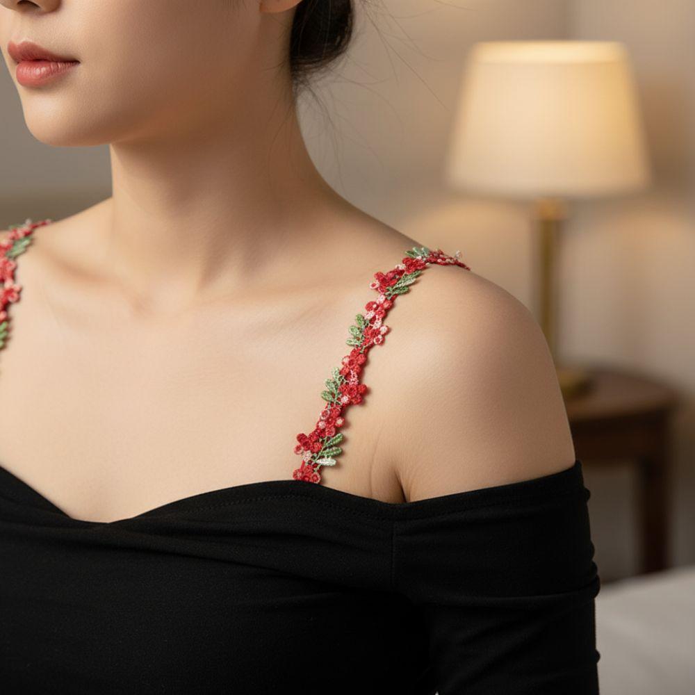 1pair Adjustable Floral Bra Straps Lace Flower Floral Shoulder Belts Creative Shoulder Straps Women