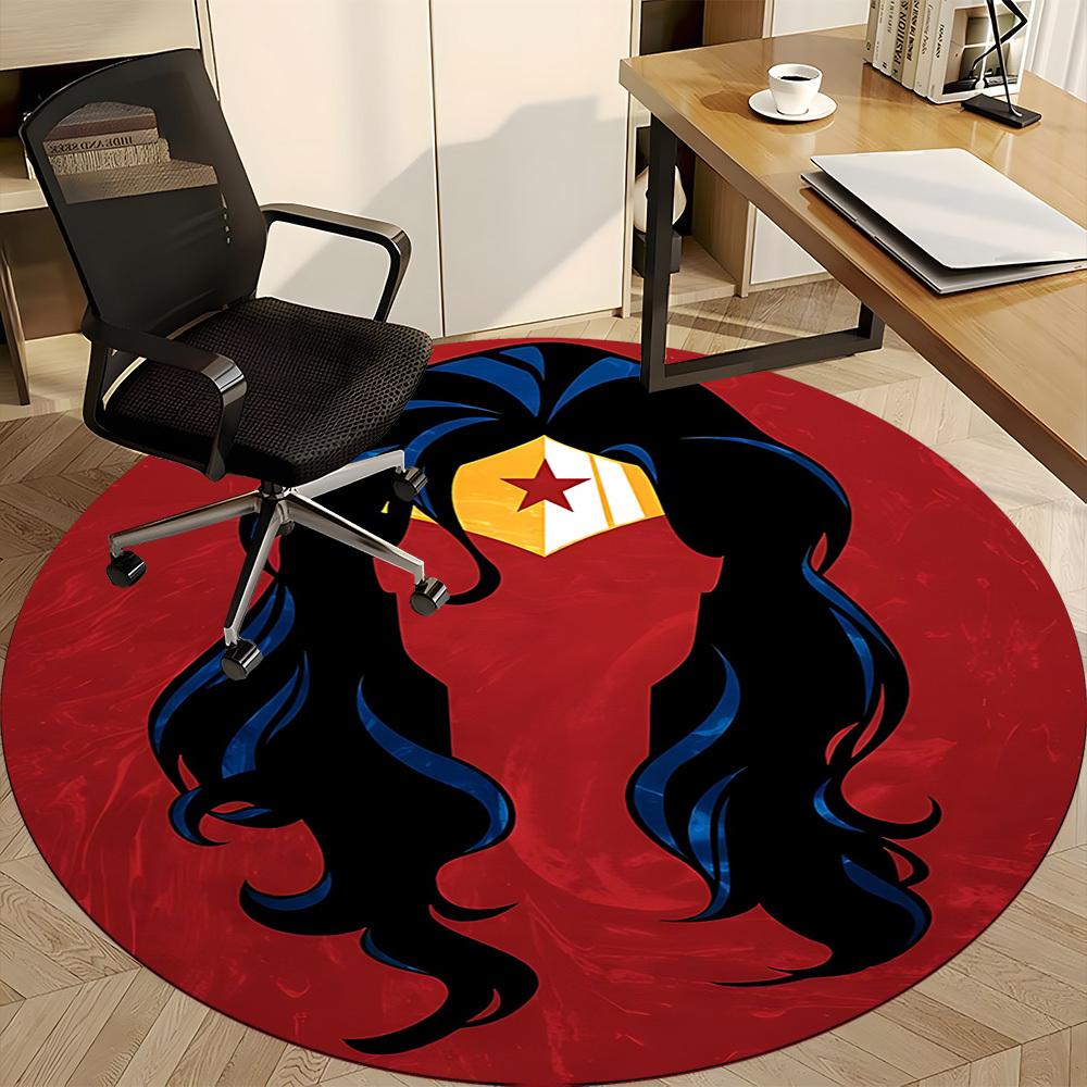 1pc Wonder Woman Office Round Area Rug, Under Office Chairs Bedroom Living Room Home Decor, Room Deco, Available in Various Sizes