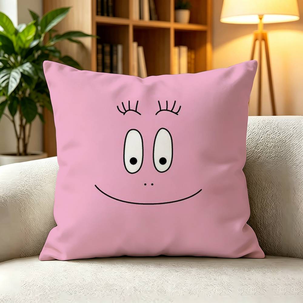 BBarbapapa Whole Family Cute Cartoon Pillow Case Square DoubleSided Sofa Cushion Cover Bedroom Bedside Pillow