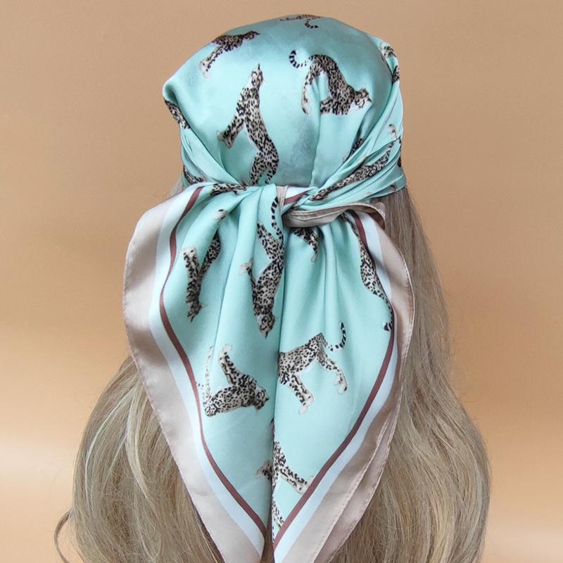 The Four Seasons Luxury Style Headscarf 70X70CM Scarves New  Women Beach Sunscreen Square Kerchief Popular Design Silk Hijab
