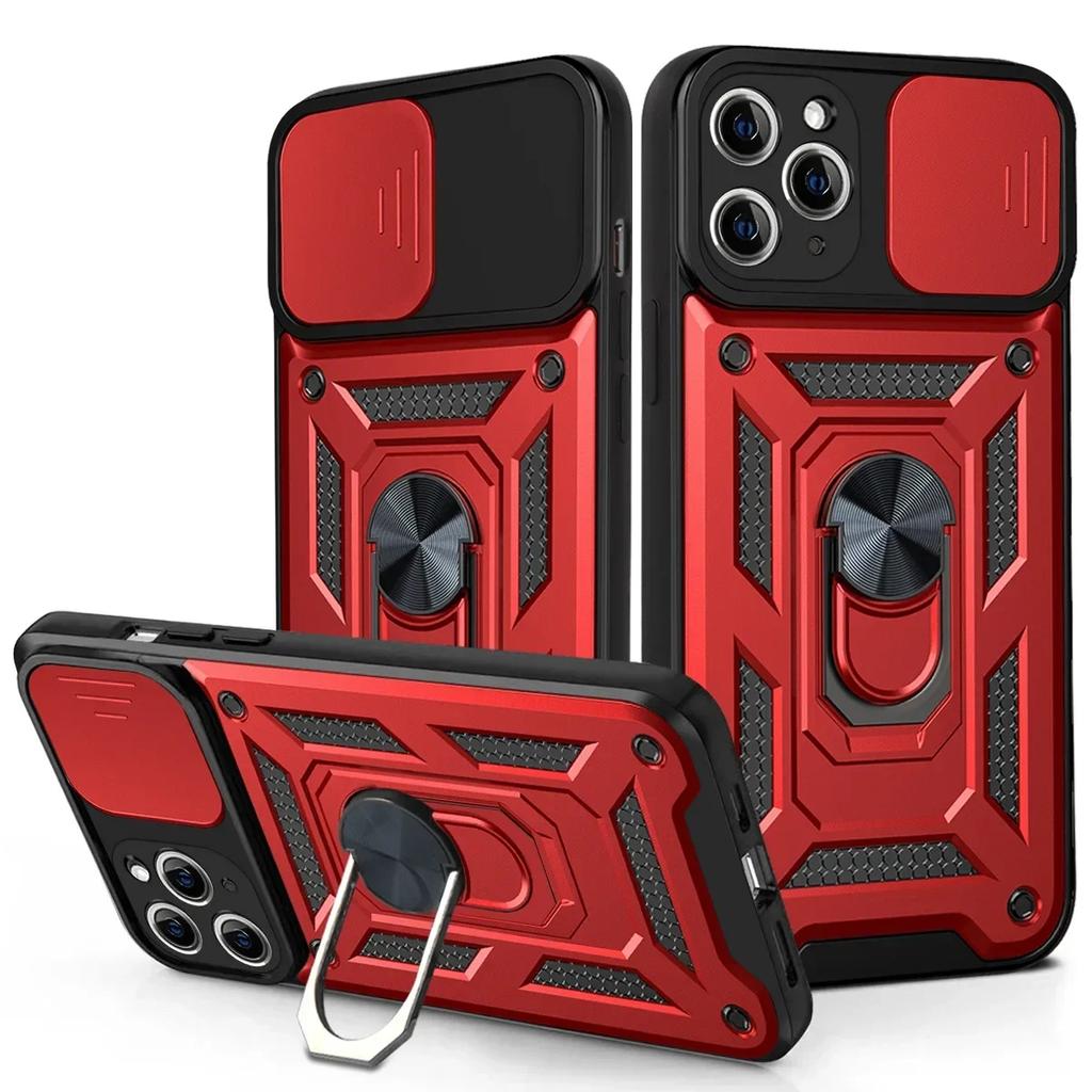 Cases For iPhone 16 15 14 13 12 11 Pro Max Plus Mini XR 8 7 Plus SE Shockproof Armor Slide Camera Lens Protection Cover
