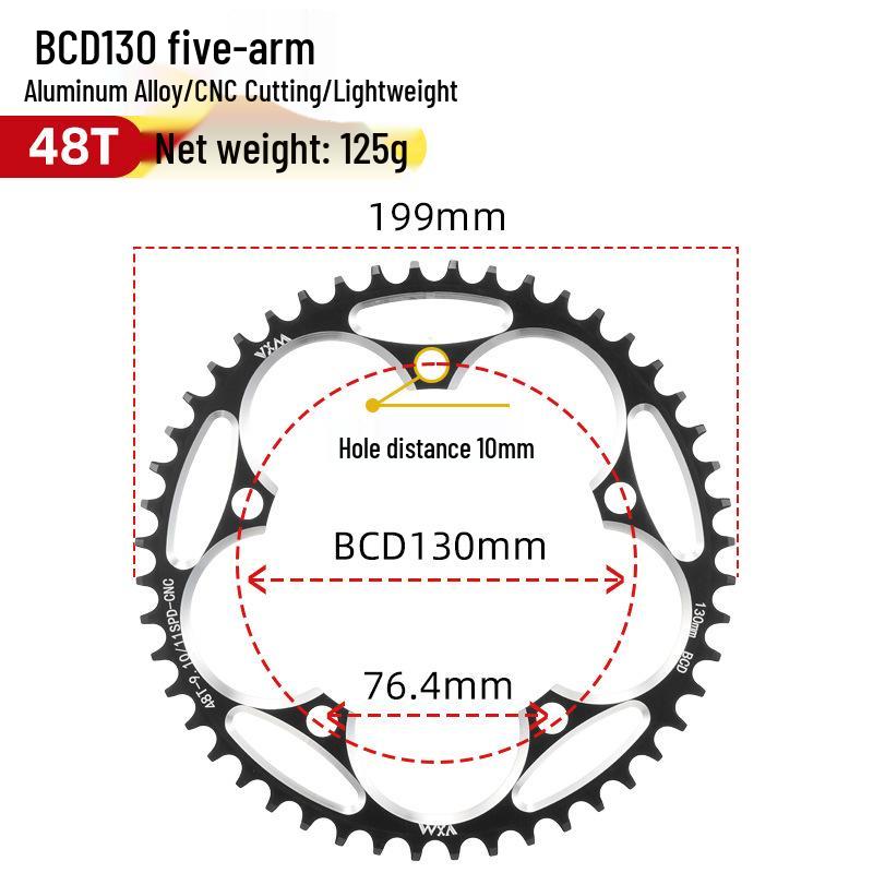 

Система шатунов для шоссейного велосипеда с одной звездой: 130BCD, Положительный/Отрицательный Зуб, Размеры 38T-60T