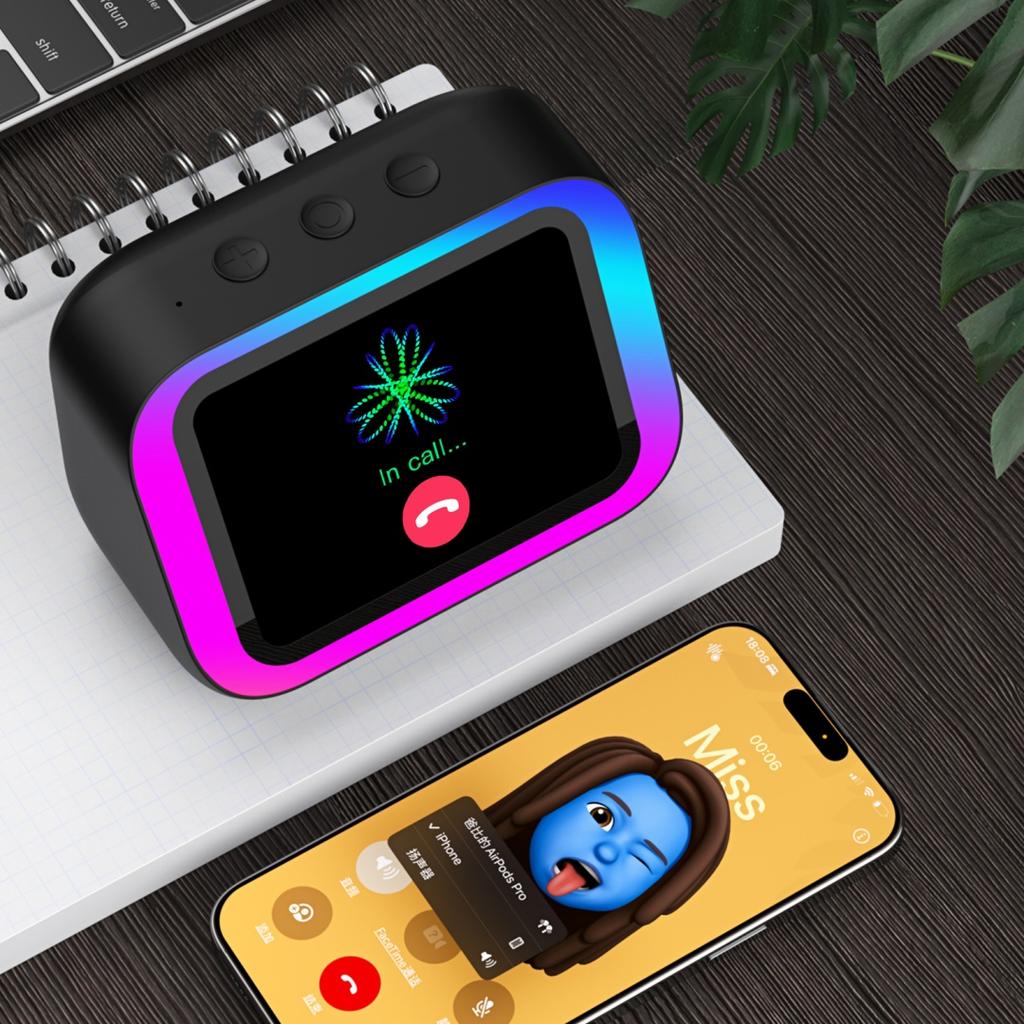 New TF26 Pro Smart Speaker 4.0inches TFT Bluetooth Audio LED Display HD Hands-free Calling Playback Voice Assistant Multi-functional Device