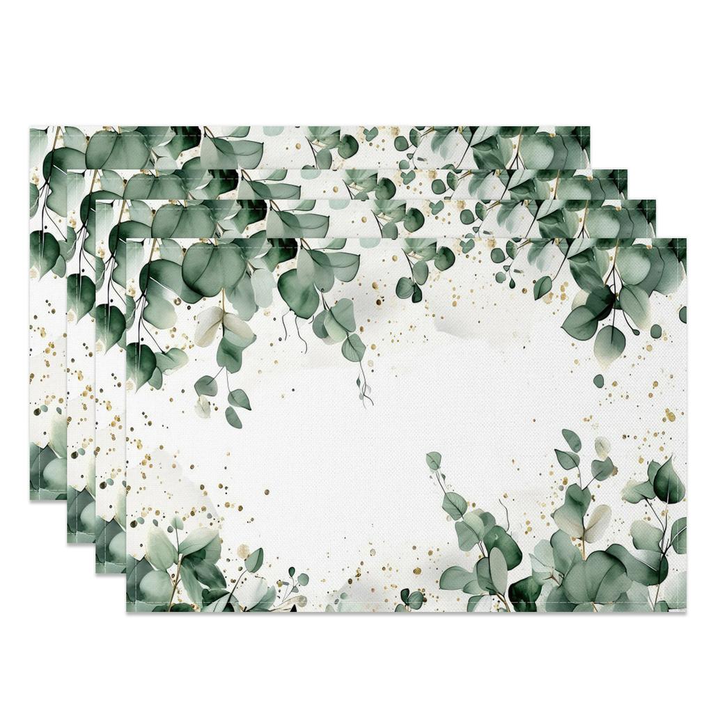 Botanische Florale Platzsets Grüne Blätter Blumen Design Naturinspiriertes Tischset für Esstisch Küche Party Waschbar Umweltfreundlich