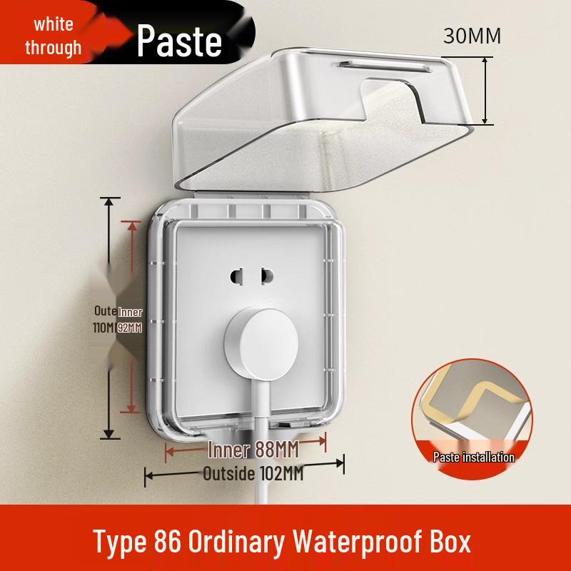Type 86 Waterproof Bathroom Socket Cover: Child-Proof, Adhesive Shield Box
