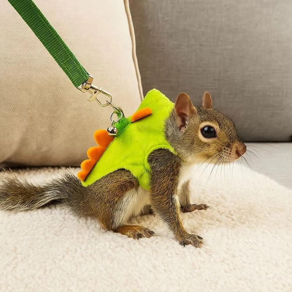 Cartoon Hamster Chest Strap Dinosaur Theme Guinea Pig Traction Vest Small Pet Harness Leash Travel