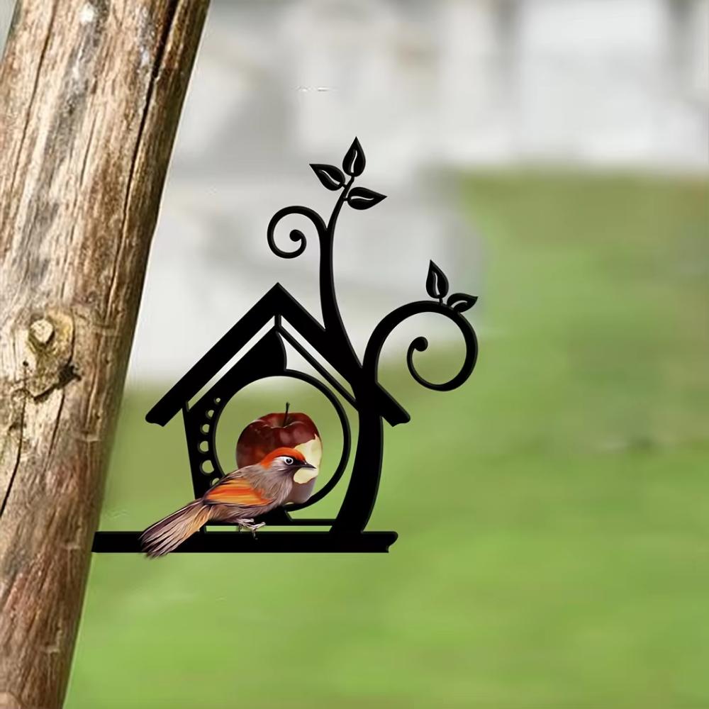 Fat Ball Bird Feeder Metal Bird Garden Art Set Birds On Tree Art A Unique Yard Decor for Housewarming Natural Garden Ornaments