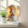 Figura de Ángel con Diseño Floral - Ángel Durmiente Sereno sobre Base en Forma de Corazón, Adorno Brillante Estilo Bohemio, No Requiere Alimentación, Guarderías, Escritorio del Hogar