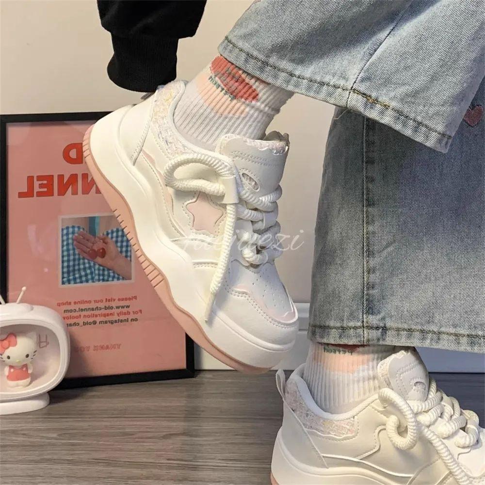 Girls' Sports Shoes Star Little White Shoes 2025 Spring and Autumn New Soft-soled Student Board Shoes Medium and Older Children's Fashion Casual Shoes