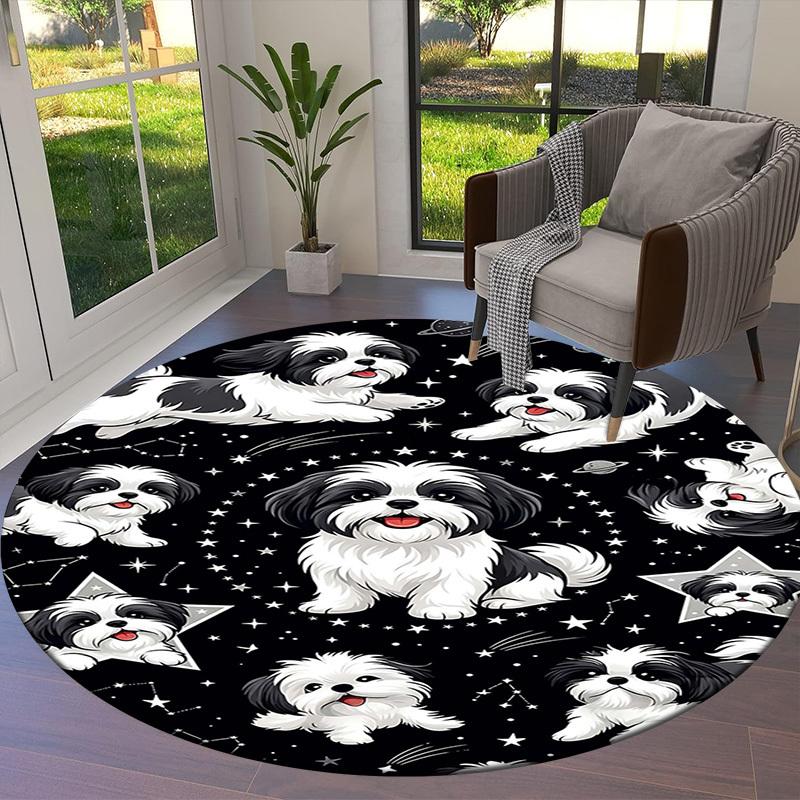 1PC Dog Space Non-Slip Floor Round Carpet, Office, Family, Bedroom, Large Area Rug Indoor Rugs, Durable Polyester-L0367