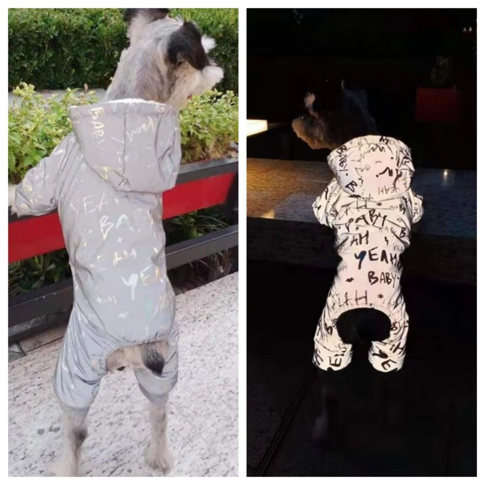 Laser Letters Overalls Winter Dog Jumpsuit Waterproof Pug Teddy Coat Fashion Puppy Jacket Gift