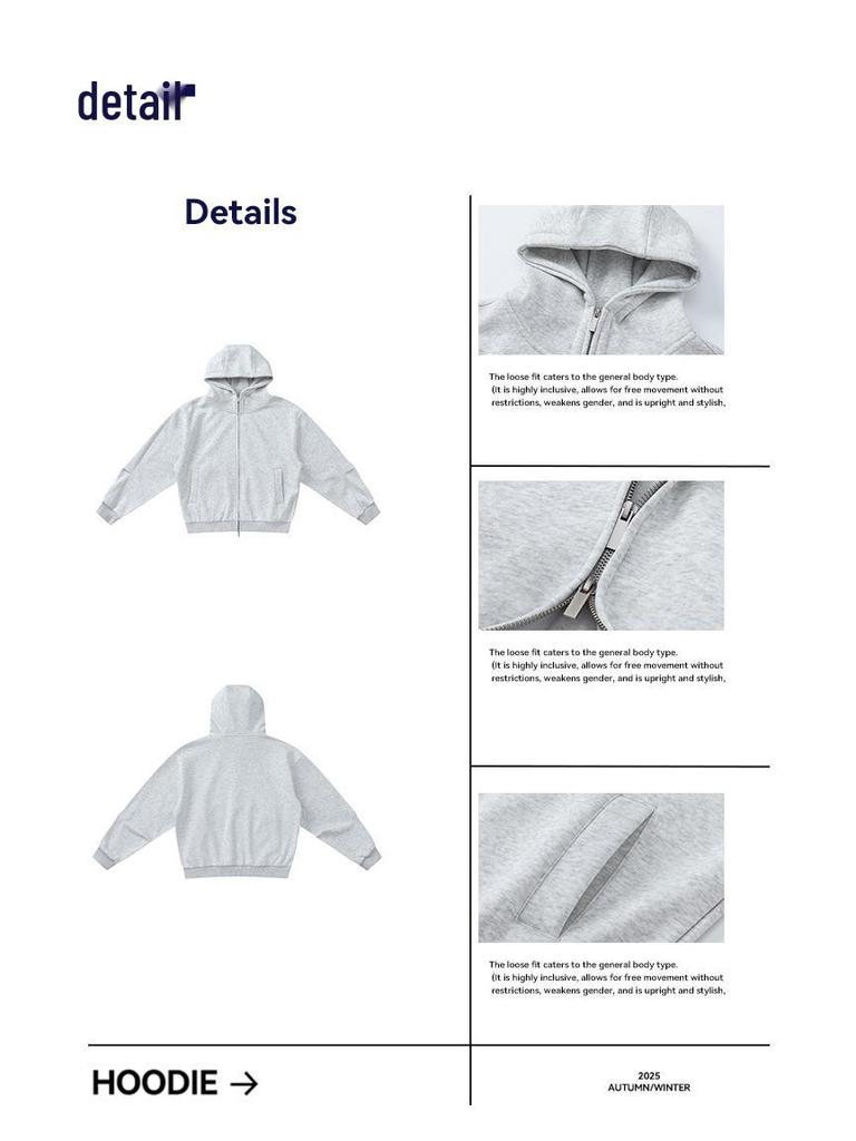 Men's Heavyweight Silk Wool Hooded Sweatshirt with High Collar and Zipper - 580g Plus Velvet Warm Jacket