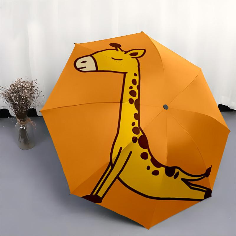 1PC Giraffe Yoga Automatic Folding Umbrella Automatic Open/Close, Automatic Folding, 8-Rib Durable Frame, Portable Travel Umbrella S10746