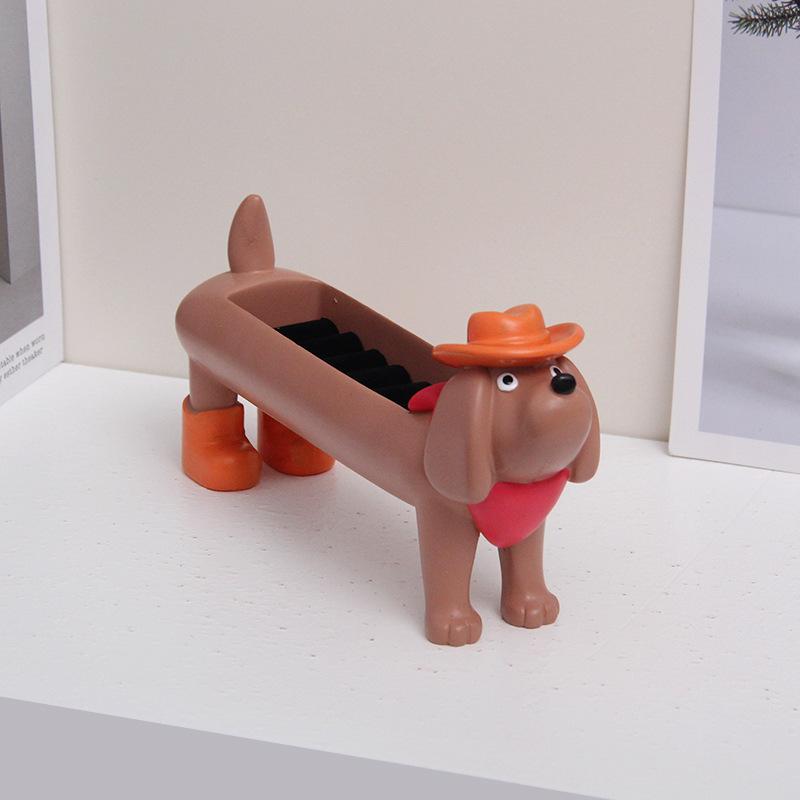 Generic Cute Dachshund Jewelry Holder Sponge Ring Earring Display Stand Desktop Storage Organizer Decorative Tray Gift For Girls