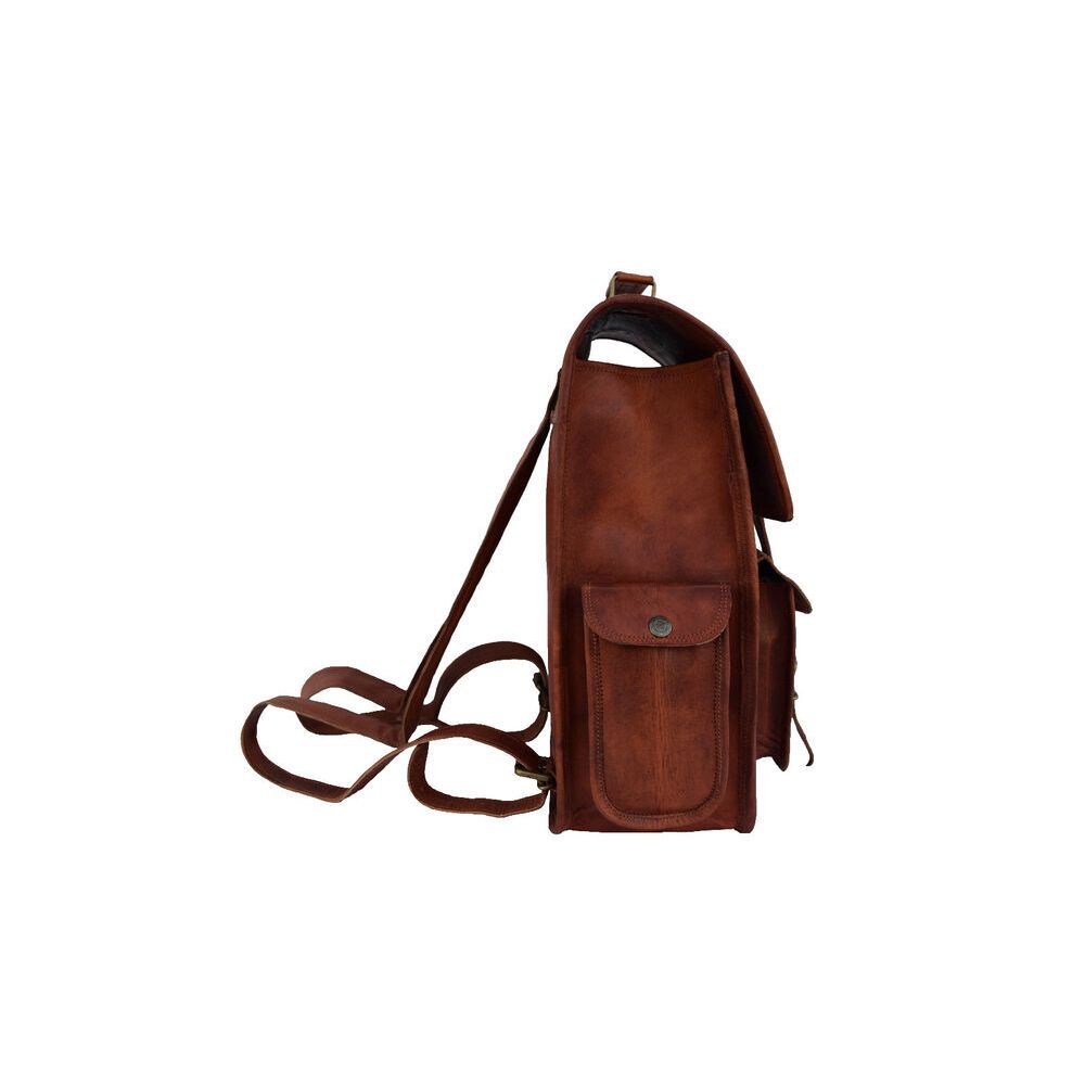 15 In Leather Backpack Shoulder Bag Rucksack Office School Laptop Handbags