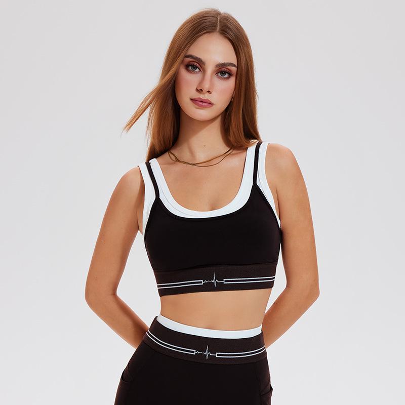 

Women s Two-Piece Color Block Strappy Yoga Bra and Leggings Set M