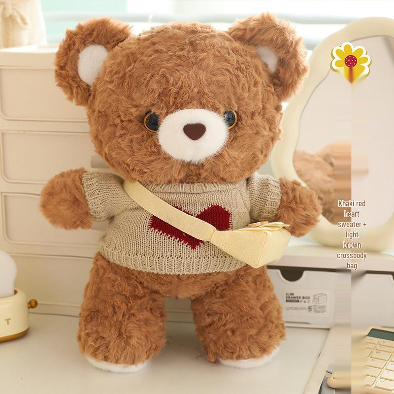 Adorable Zai Zai Bear Plush Toy - Cute Cartoon Teddy with Bib, Perfect Gift!