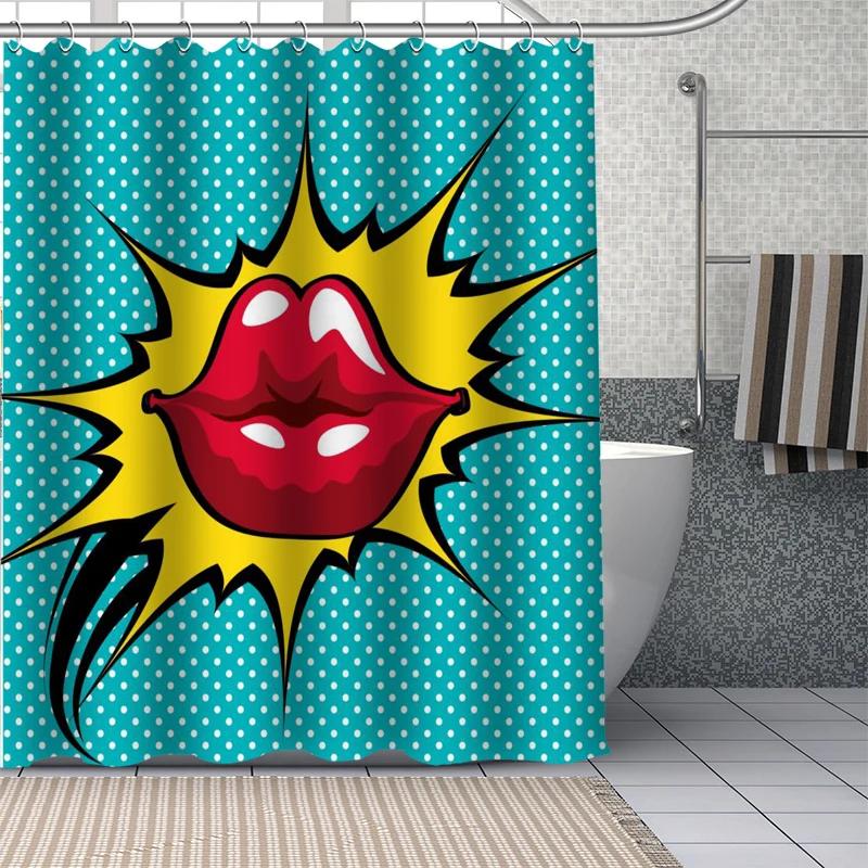 Comic-Pop Art City Explosion Humor Expressions Shower Curtains Bathroom Curtain Fabric Washable Polyester For Bathtub Decor Set