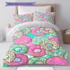 Donuts Pattern Bedding Quilt Set Quilt Cover Pillowcase Home Decoration Gift (1 * duvet cover + 2 * pillowcase, without core)