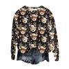 Women's Fashion Round Neck Pullover Top Long Sleeve Tee Christmas Printed Sweatshirt