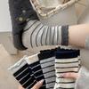 Soft and Glutinous Wool Mid-calf Women's Lace Striped Socks for Autumn and Winter Are Warm, Thick, Trendy and Versatile