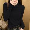 Semi-turtleneck knitted bottoming shirt for women's inner wear autumn and winter new high-end slim-fitting long-sleeved solid-color top