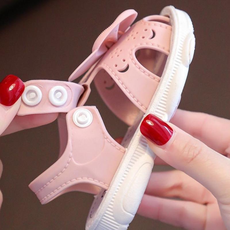 MAITA Princess Kids Summer Shoes Cute Bow Soft Breathable PVC Baby Girls Sandals Buckle Strap Anti Slip Toddler Children Beach Sandals