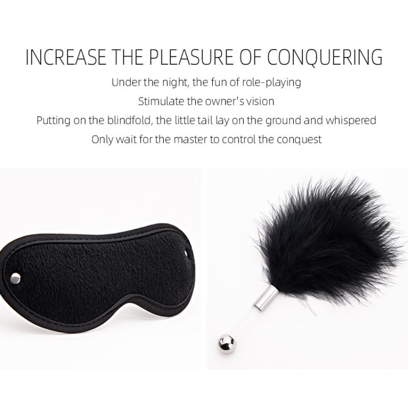 BLACKWOLF 4Pcs Bed Bondage Set BDSM Kits Eye Mask Whip Paddle Anal Plug Bead Sex Adult Games Erotic Sex Toys For Women Couples