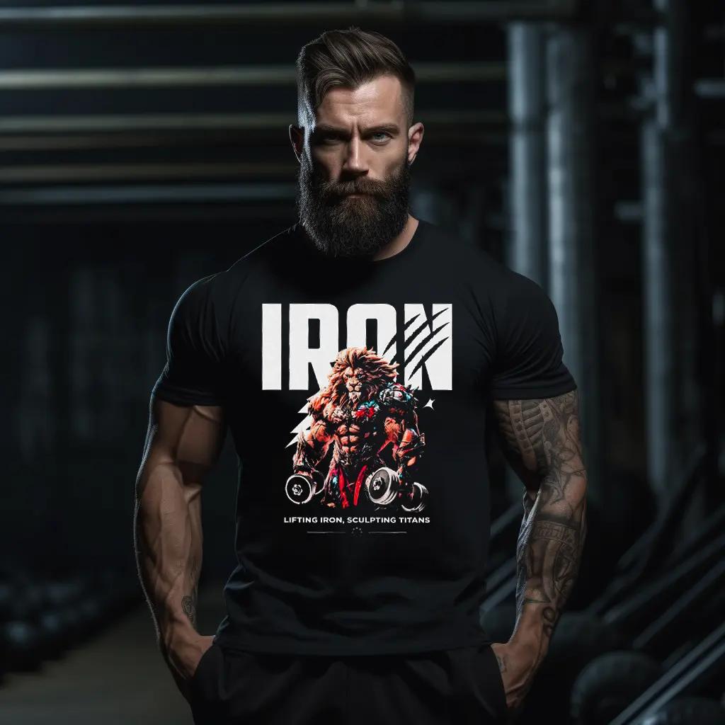 

Lion Cotton TShirt Athletic Athleisure Style for Men Fitness Muscle Black Gym Casual Workout Apparel - Men s Summer Cotton G... S разноцветный