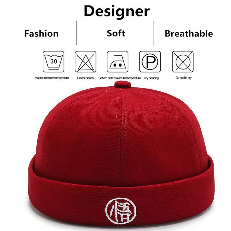 Wu Embroidery Fashion Beanies Caps Adjustable Beanie Hats Fashion Unisex Korean Version Party Hip-Hop Versatile Melon Caps