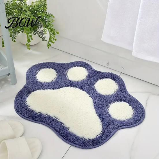 Cute Home Decor Rug Cat Paw Bath Mat, Non-Slip Soft Fluffy Rug, Absorbent Durable Bathroom Carpet Washable Area for Entrance Bedroom Anti-slip Shower