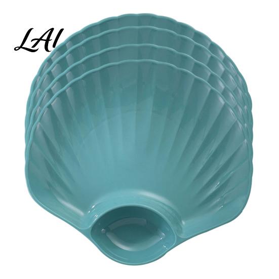 Shell Plate with Dipping Compartment Shaped Chips And Dip Plates Built-in Sauce Compartment Reusable Plastic Serving Dishes Small Fruit Platters for