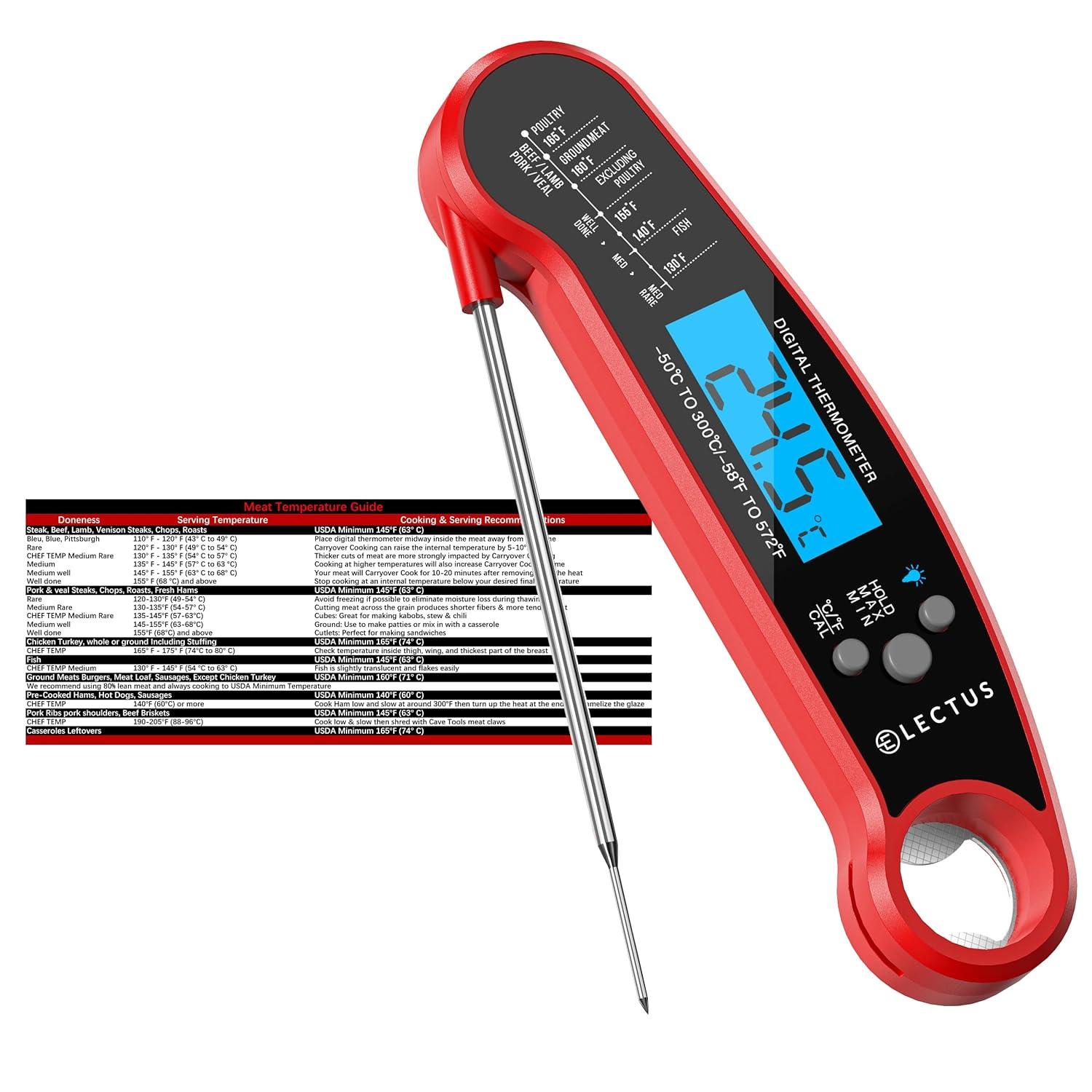 

1 Pc Instant Meat Thermometer Waterproof Ultra-Fast Digital Meat Thermometer Kitchen Thermometer For Baking BBQ Grilling YY045 красный