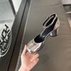 Fashion Modern Heels Pumps Women Round High Heel Leather Square Split Toe Pumps Shoes Spring Summer Sandals Mary Janes Shoes Heels Women