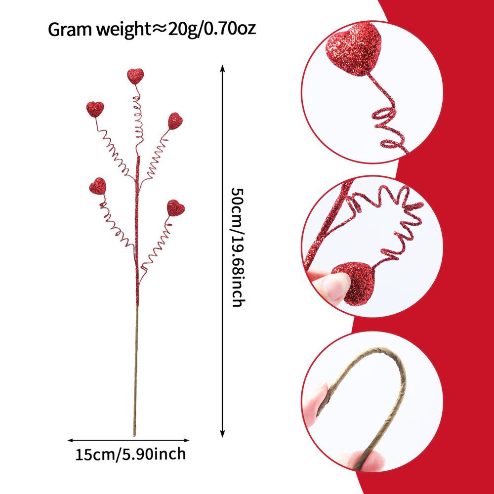 Valentine's Day Heart-Shaped Branch Decorations Artificial Berry Stems Decorative Heart-Shaped Decor For Banquet Wedding Party