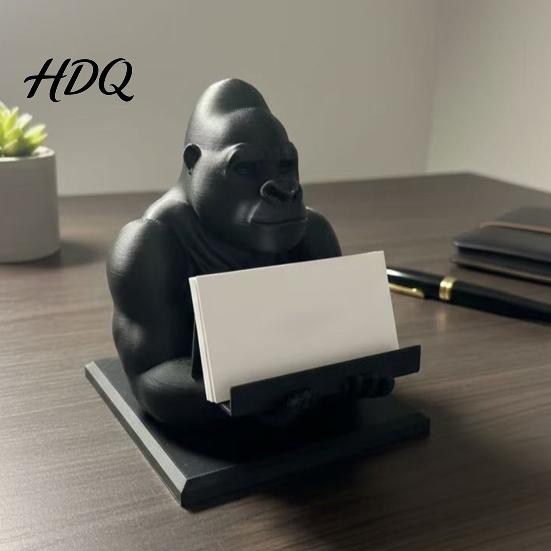 Modern Office Accessories for Men 3D Printed Gorilla Business Card Holder Phone Stand Cool Desktop Unique Gifts Colleagues Organizer Figurine