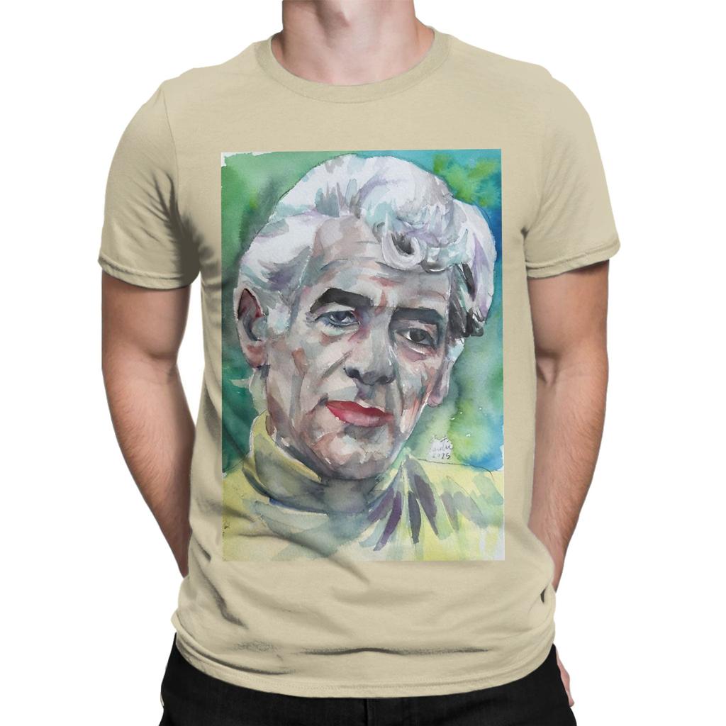Lleonard Bbernstein Watercolor Portrait Funny 100 Cotton Tshirt Lleonard Bbernstein Tees Tops For Unisex