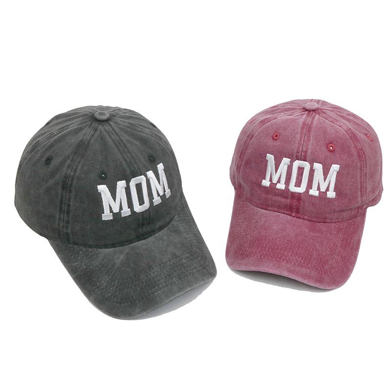 Vintage Washed Cotton "MOM/DAD" Embroidered Baseball Cap Family Matching Adjustable Dad Hat