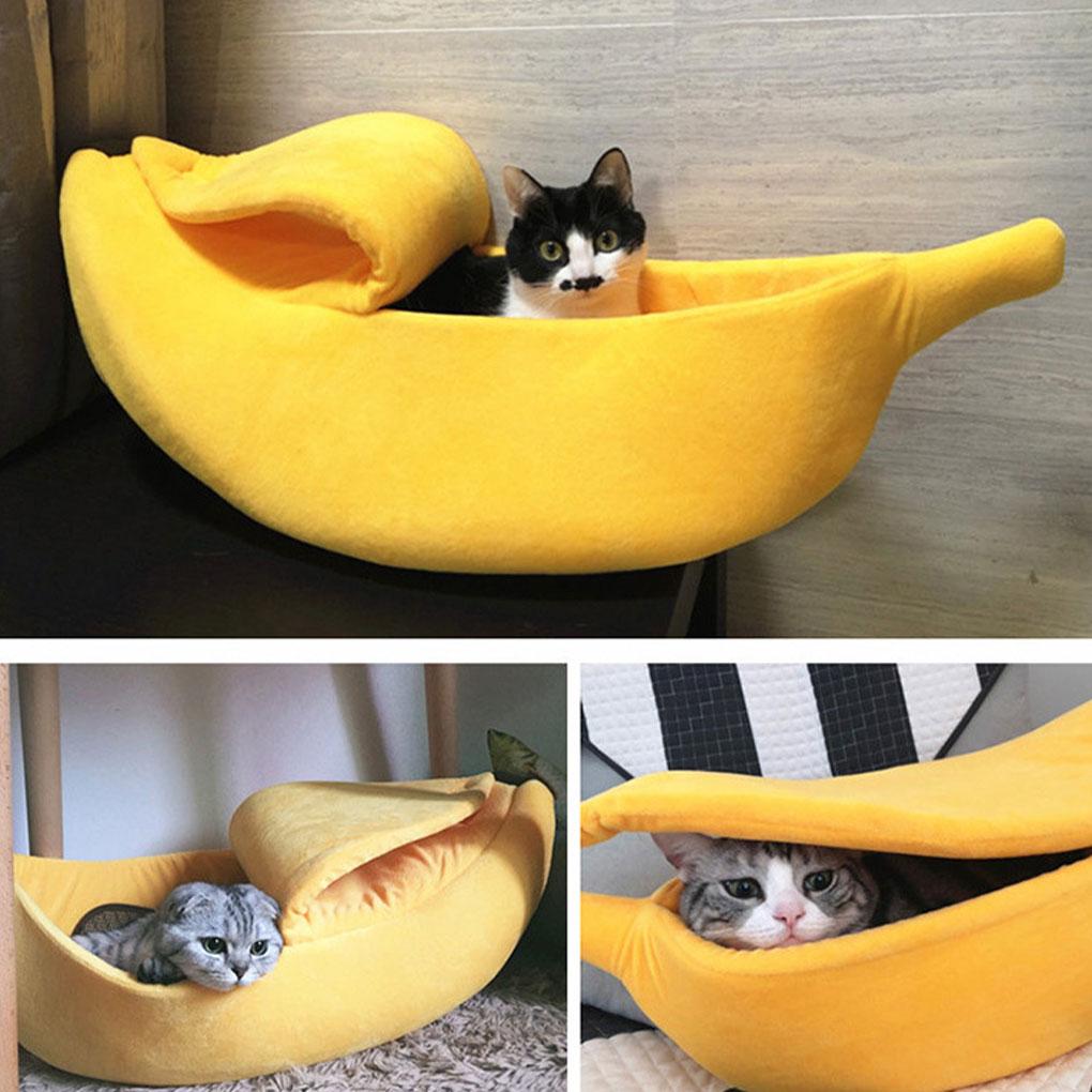 Cloth Banana Shape Pet Cat Bed House Fun And Cozy Hideout For Feline Friend Durable Fabric