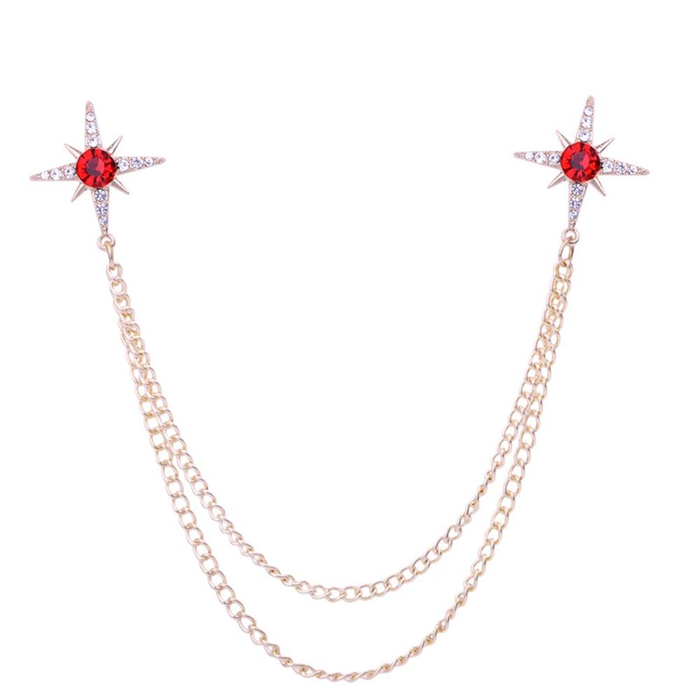 Metal Star Collar Brooch Chain Double Layer Chain Chain Brooch Creative Gift Shirt Collar Pin