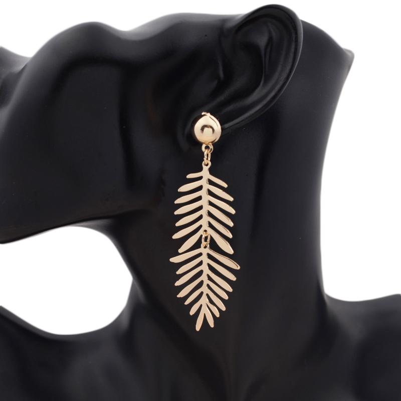 New Long Monstera Women's Hanging Earrings Flexible Leaf Pendants Female Dangle Earrings Exaggerated pendientes mujer