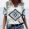 Women's Fashion Casual Comfortable Printed V-Neck Short Sleeve Top Blouse